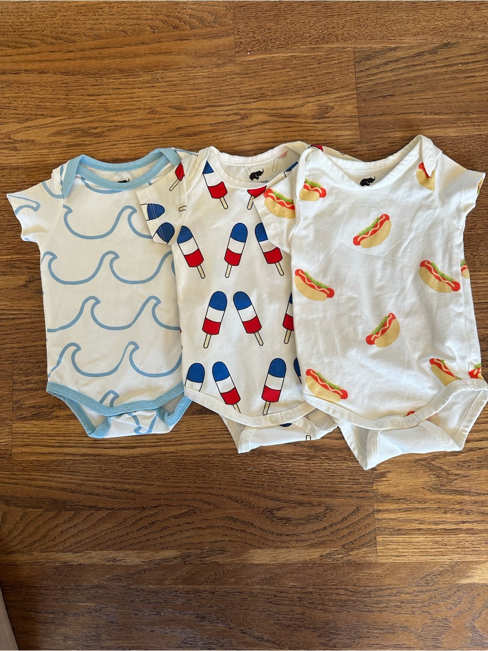 3-6 Month fun print onesies